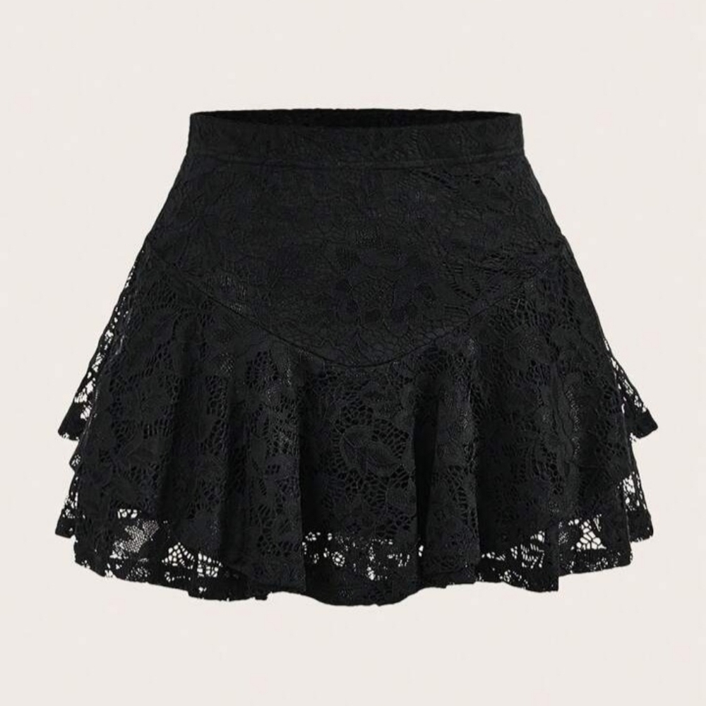 ROMWE Black Lace Skirt Sz.3XL EUC.